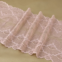 Кружевная эластичная ткань, 180 мм &times; 2,7 &plusmn; 0,5 м, цвет розово-бежевый