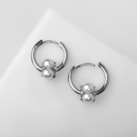 Серьги с жемчугом «Бусина» миниатюрность, цвет серебро Серьги с жемчугом «Бусина» миниатюрность, цвет серебро