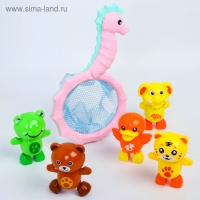 Набор  для купания &laquo;Плаваем вместе&raquo;, 5  игрушек и сачок