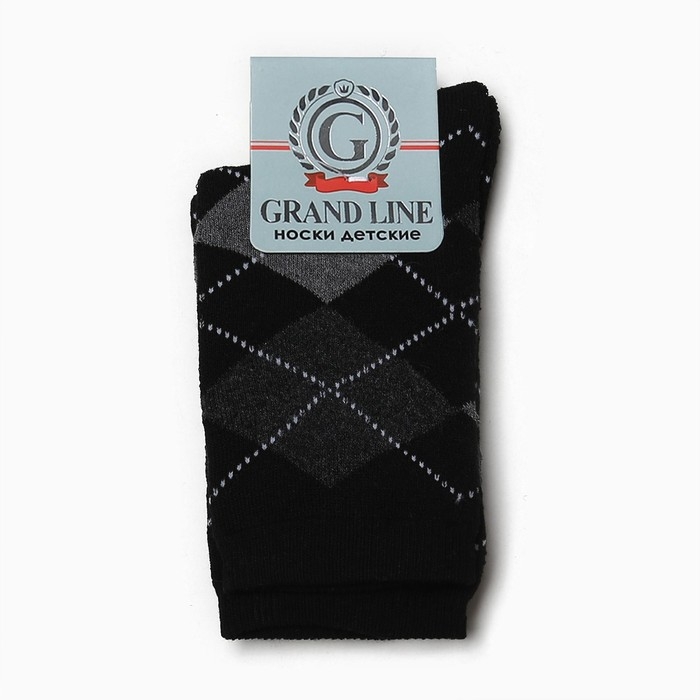 Носки детские махра внутри, цвет чёрный/ромбы, размер 24 Носки детские махра внутри, цвет чёрный/ромбы, размер 24