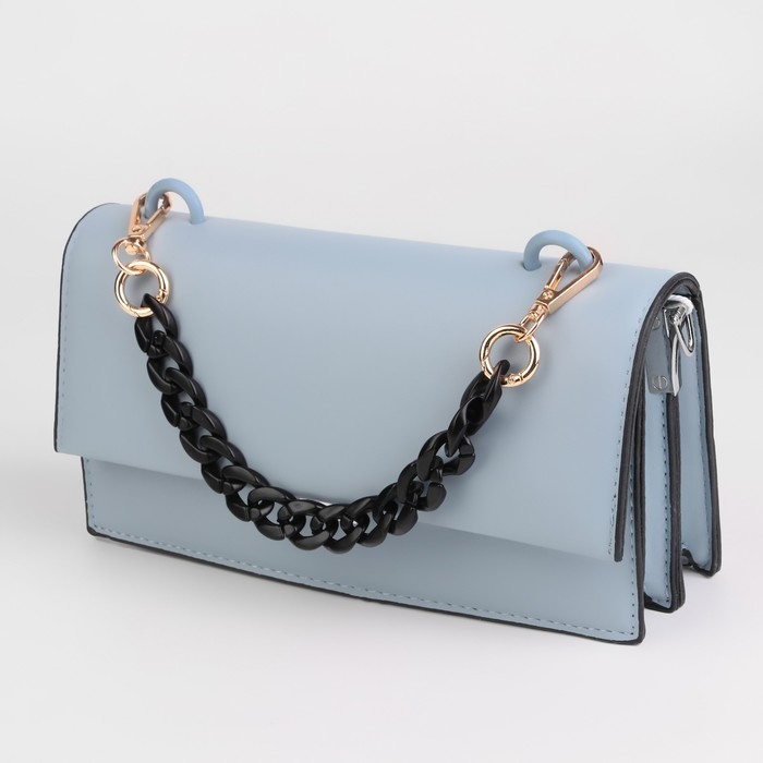 Цепочка для сумки, пластиковая, с карабинами, 23 &times; 17 мм, 30 см, цвет чёрный/золотой