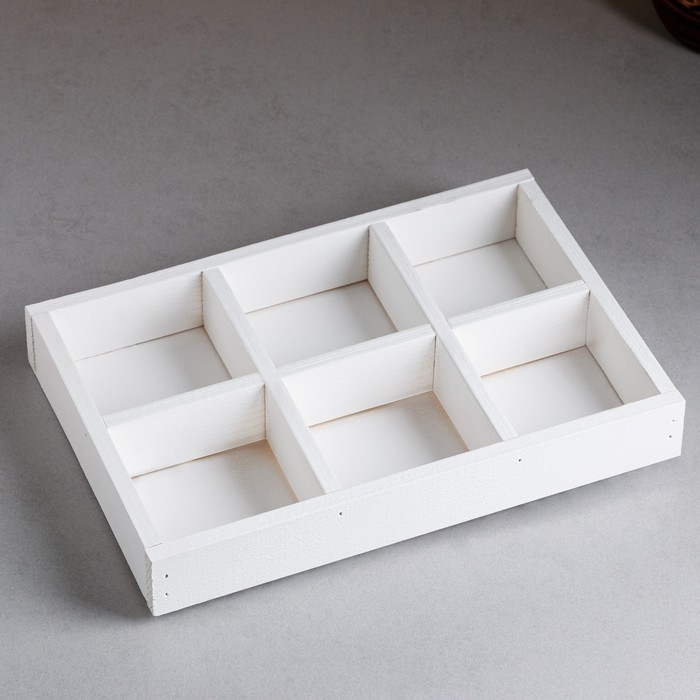 Кашпо деревянное 28×19×5 см Кашпо деревянное 28×19×5 см "Six, 6 ячеек", белый Дарим Красиво