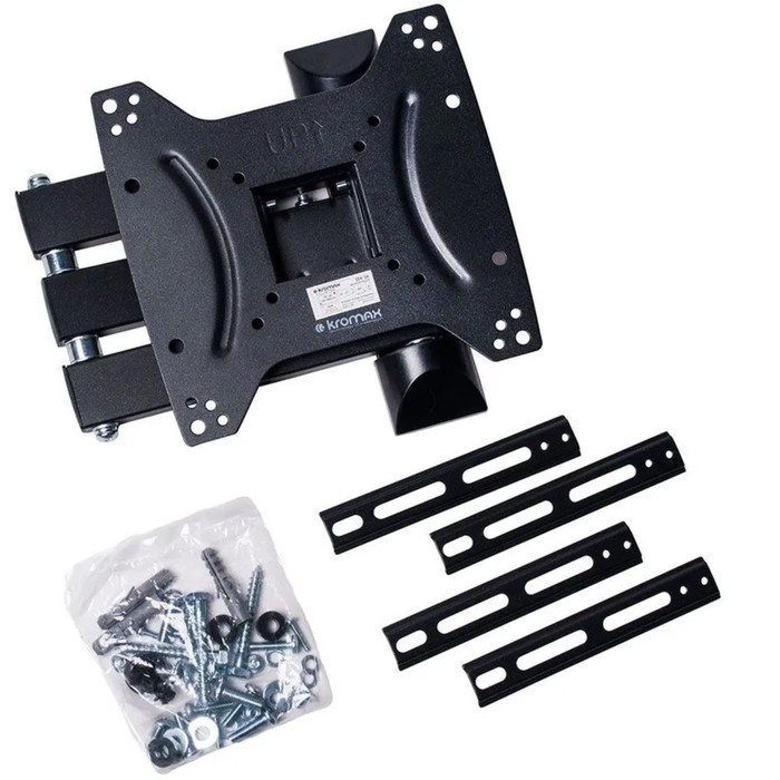 Кронштейн Kromax DIX-24, для ТВ, наклонно-поворотный, 15-55 Кронштейн Kromax DIX-24, для ТВ, наклонно-поворотный, 15-55", до 35 кг, 38-140 мм, черный