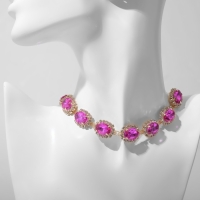 Колье &laquo;Бурлеск&raquo; овалы, цвет бело-розовый в золоте, 30 см