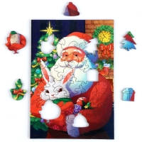 Пазл деревянный фигурный на новый год «Любимый новогодний волшебник», 54 элементов Пазл деревянный фигурный на новый год «Любимый новогодний волшебник», 54 элементов