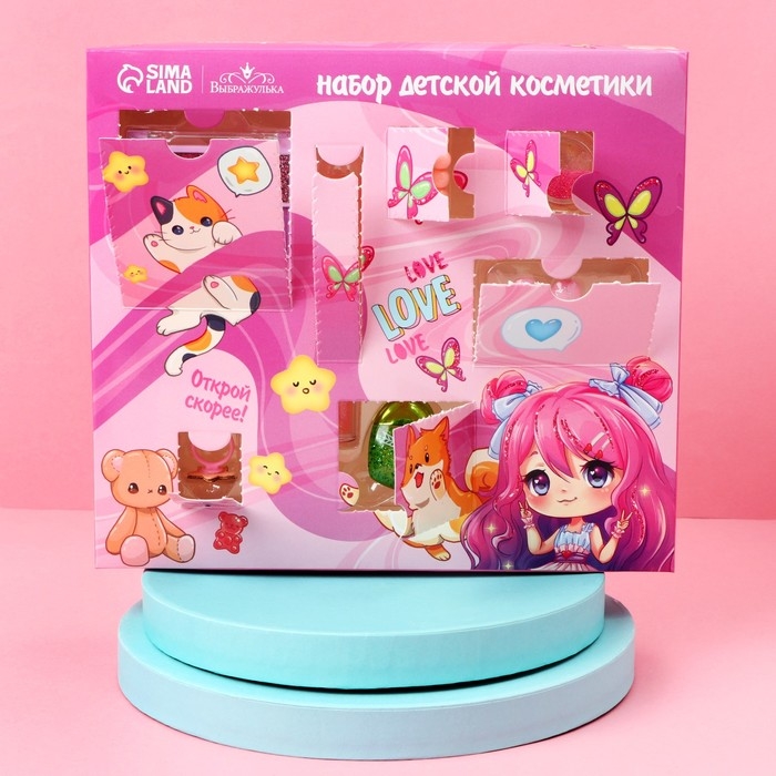 Набор детской косметики &laquo;Аниме&raquo;, тени, блеск для губ, накладные ногти, глиттер, кольцо, браслет