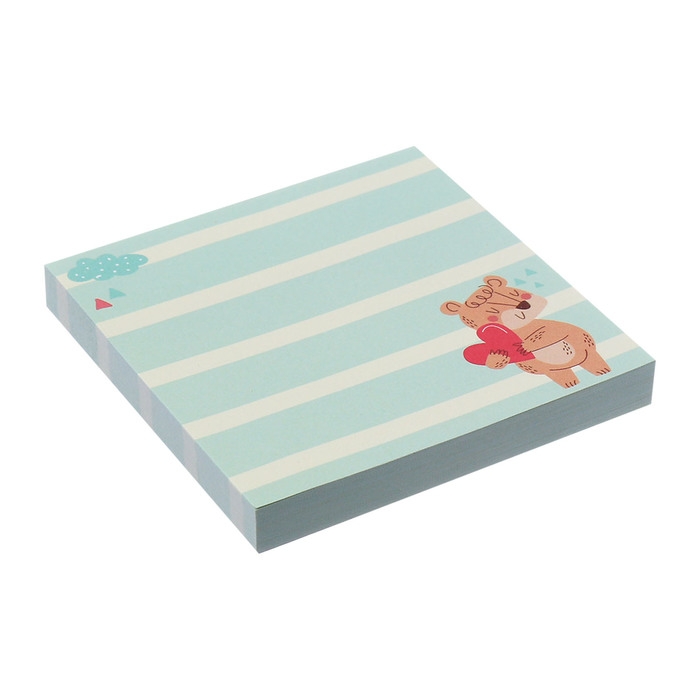 Блок с липким краем 76*76мм 80л с рисунком Зверушки МИКС