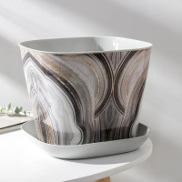 Горшок с поддоном &laquo;Мрамор&raquo;, 7,3 л, цвет светло-серый