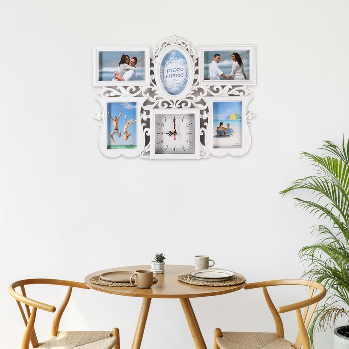 Часы настенные интерьерные, фоторамка - коллаж Часы настенные интерьерные, фоторамка - коллаж "Эмина", бесшумные, 49 х 36 см, 12 х 12 см