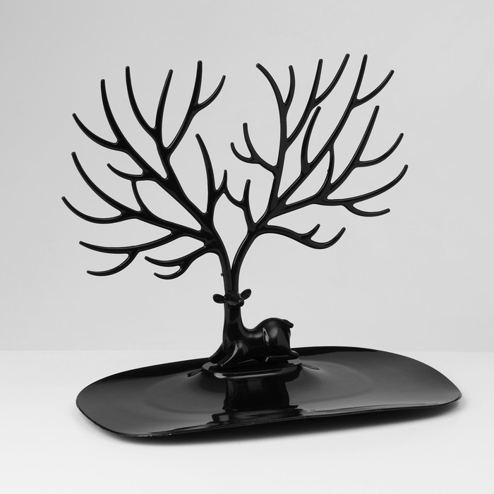 Подставка для украшений &laquo;Олень&raquo;, 25&times;15&times;22 см, прямоугольное основание, цвет чёрный