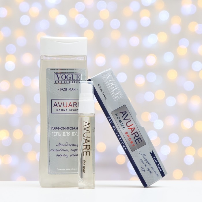 Подарочный набор косметики мужской Avuar homme sport, гель для душа 250 мл, парфюмерная вода 30 мл Подарочный набор косметики мужской Avuar homme sport, гель для душа 250 мл, парфюмерная вода 30 мл