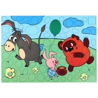 Аппликация форменными стикерами "Винни-Пух", набор для творчества, стикерная мозаика