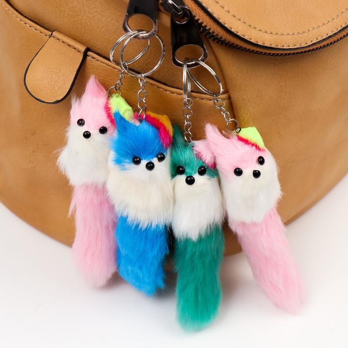 Пушистик на кольце Пушистик на кольце "В радужной шляпке со стразой", МИКС