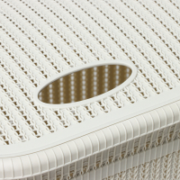 Корзина бельевая с крышкой &laquo;Вязание&raquo;, 55 л, 45&times;36&times;57 см, цвет белый ротанг