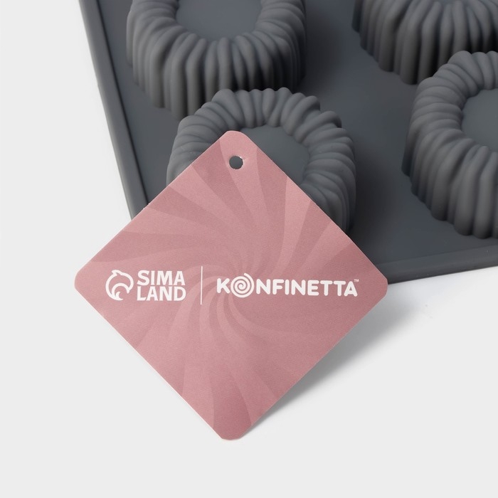 Форма для выпечки и муссовых десертов KONFINETTA &laquo;Шарлотт&raquo;, силикон, 27,5&times;17,5&times;2,5 см, 12 ячеек (5&times;2,5 см), цвет серый