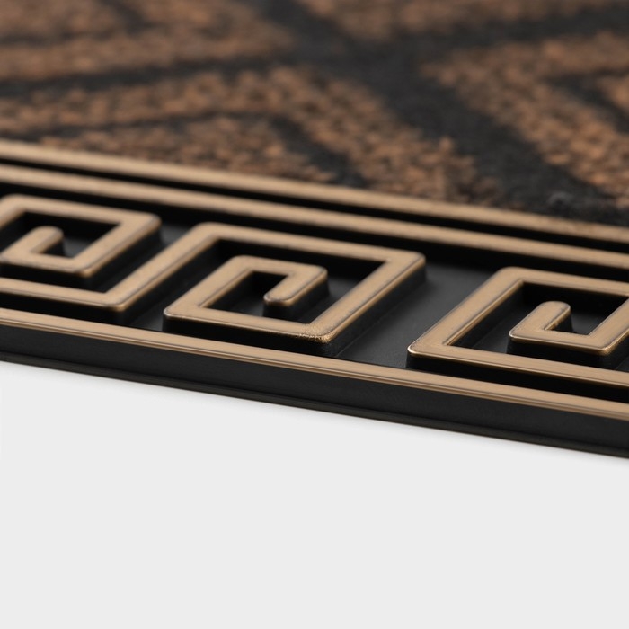 Коврик придверный полукруглый Доляна &laquo;Меандр&raquo;, 45&times;75 см, цвет золотой