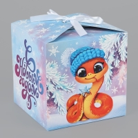 Новый год. Коробка подарочная новогодняя складная &laquo;Змея 2025&raquo;, 18 х 18 х 18 см, Новый год