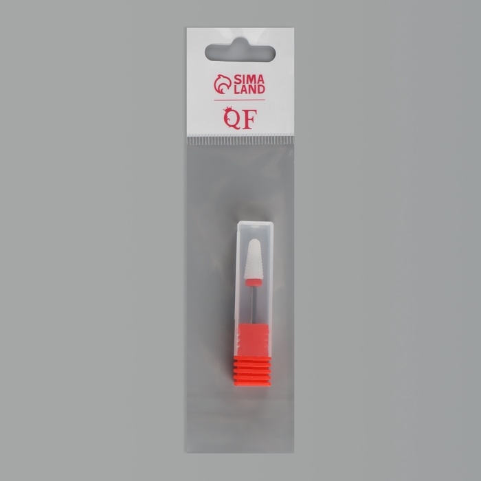 Фреза керамическая для маникюра &laquo;Конус&raquo;, мелкая нарезка, 6 &times; 13 мм, в пластиковом футляре, цвет белый