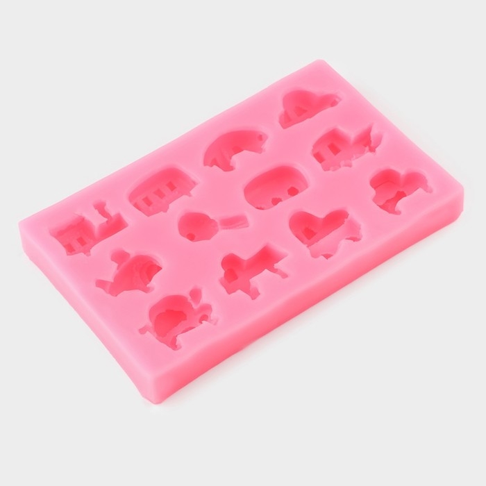 Молд &laquo;Машинки&raquo;, силикон, 14,5&times;8,8&times;1,8 см, цвет розовый