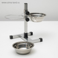 Подставка с мисками, 2 х 500 мл, высота 30 см, разборная с верхним фиксатором, хром