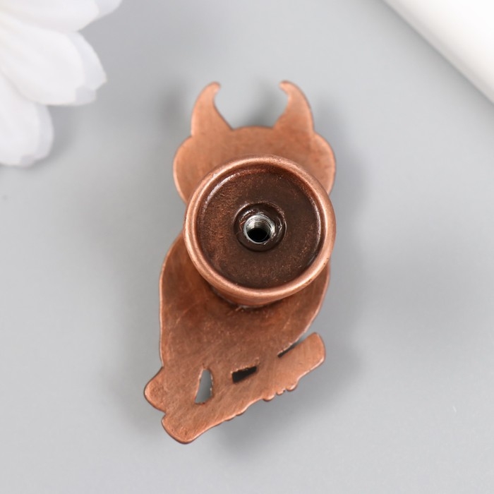 Ручка для шкатулки металл "Филин на ветке" медь 5,2х2,2 см