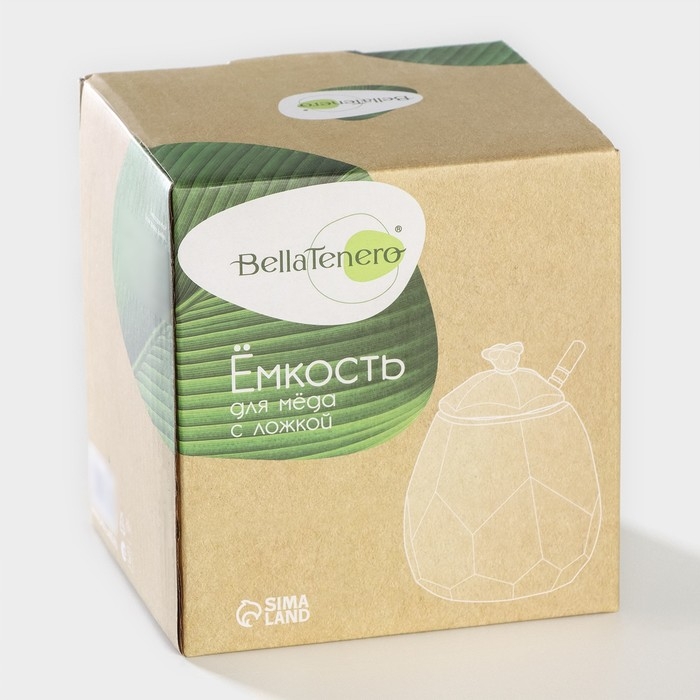 Ёмкость фарфоровая для мёда с ложкой BellaTenero &laquo;Пчёлка&raquo;, 550 мл, цвет белый