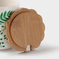 Кружка керамическая с ложкой &laquo;Гербарий&raquo;, 350 мл, цвет белый