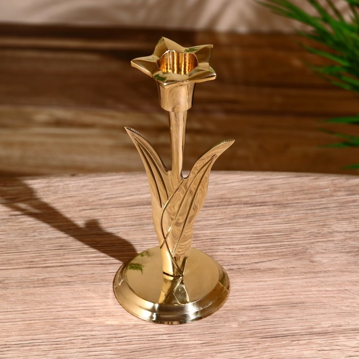 Подсвечник "Тюльпан" латунь 18 см