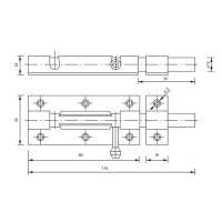 Задвижка дверная, 80 мм по основанию, под навесной замок, оцинкованная Задвижка дверная, 80 мм по основанию, под навесной замок, оцинкованная