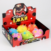 Мяч детский резиновый ёжка световой &laquo;Божья коровка&raquo;, цвета МИКС , в шоубоксе