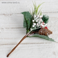 Декор "Зимнее очарование" шишка с зеленью, 19 см Декор "Зимнее очарование" шишка с зеленью, 19 см