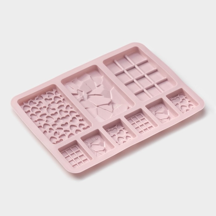 Форма для шоколада Доляна &laquo;Шоколадное ассорти&raquo;, силикон, 20&times;15 см, 9 ячеек, цвет розовый