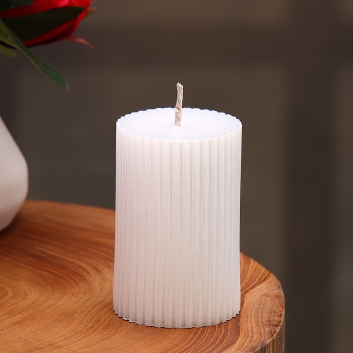 Свеча-цилиндр с гранями, 5х7,5 см, жемчужная, 6 ч
