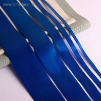 Набор атласных лент, 5 шт, размер лент: 6/10/20/40/50 мм &times; 23 &plusmn; 1 м, цвет синий