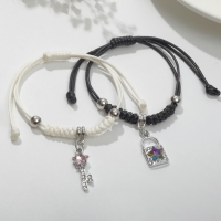 Браслеты &laquo;Неразлучники&raquo; ключик с замком, цвет чёрно-белый, 7 см