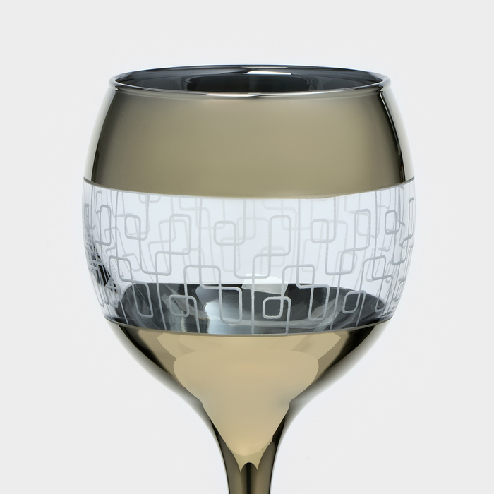 Набор бокалов &laquo;Геометрия&raquo;, 290 мл, с гравировкой и напылением, 6 шт, цвет напыления золотой