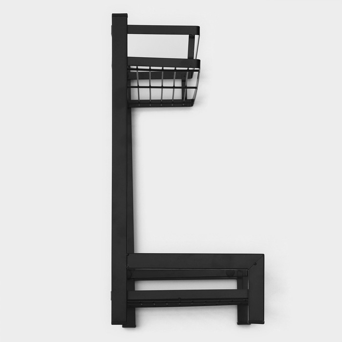 Полка для кухни 2-х ярусная Доляна, 33,5&times;20,5&times;39 см, цвет чёрный