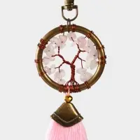 Брелок ловец снов "Великое древо" 19 см, цв. нежно-розовый