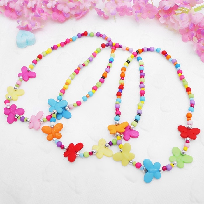 Бусы детские &laquo;Выбражулька&raquo; бабочки матовые, 40 см, цветные