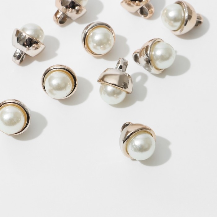 Концевик-подвеска &laquo;Жемчуг&raquo; колокольчик 1,7&times;1,4&times;0,7 см, (набор10 шт.), цвет белый в золоте