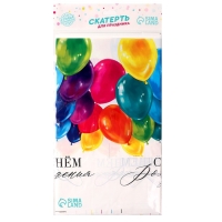 Скатерть одноразовая &laquo;С днём рождения&raquo;, шарики 180 х 137 см