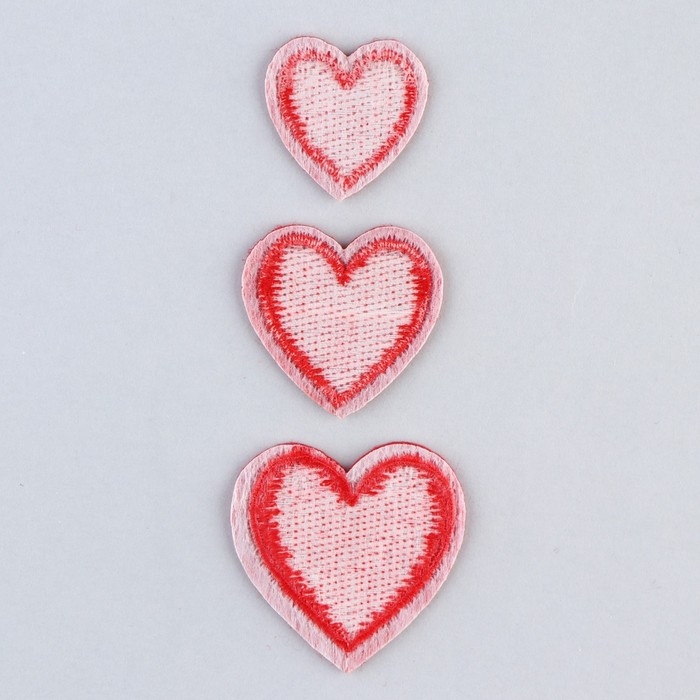 Термонаклейки на одежду &laquo;Сердца&raquo;, 3 шт.