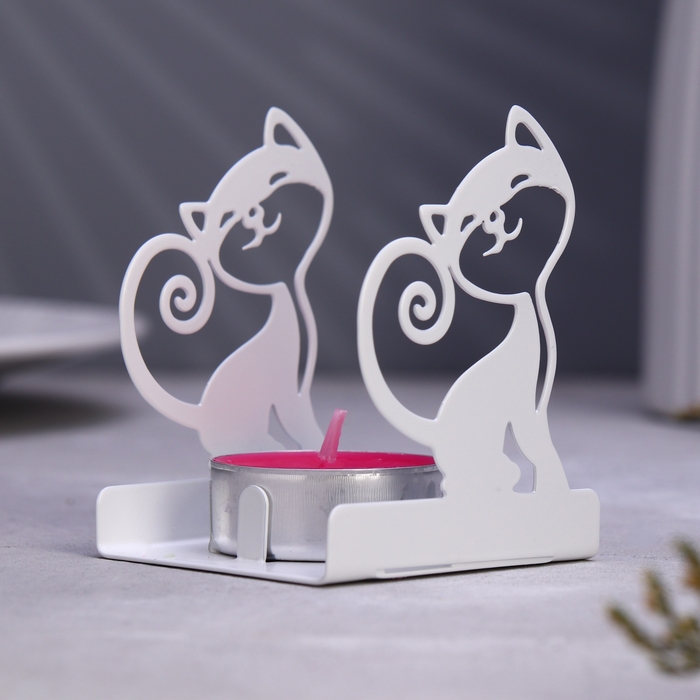 Подсвечник "Кошечка"  6,5х5,5х7см, белый