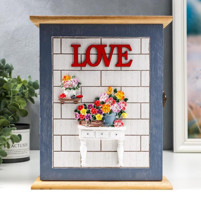 Ключница дерево 6 крючков Ключница дерево 6 крючков "Анютины глазки и консоль" 25х21х7,3 см