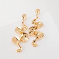 Серьги металл &laquo;Блеск&raquo; волна мини, цвет золото