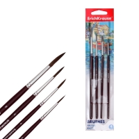 Набор кистей Пони 4 штуки Erich Krause, круглые № 2, 4, 6, 8, в блистере Набор кистей Пони 4 штуки Erich Krause, круглые № 2, 4, 6, 8, в блистере