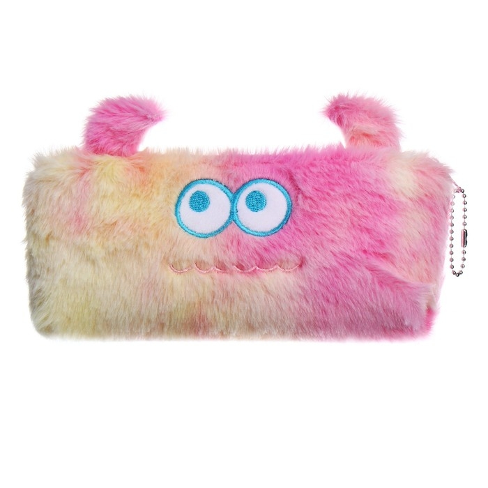 Пенал школьный меховой на молнии Calligrata "Монстрики", микс