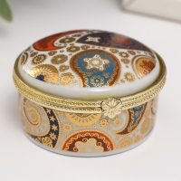Шкатулка керамика круглая "Узор пейсли" 6,2х6,2х3,3 см