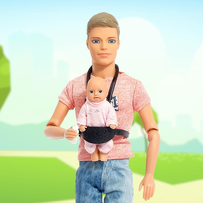 Набор кукол&laquo;Кевин с малышом на прогулке&raquo;, с коляской, с аксессуарами, МИКС