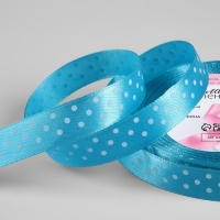 Лента атласная «Горошек», 15 мм × 23 ± 1 м, цвет голубой №020 Лента атласная «Горошек», 15 мм × 23 ± 1 м, цвет голубой №020